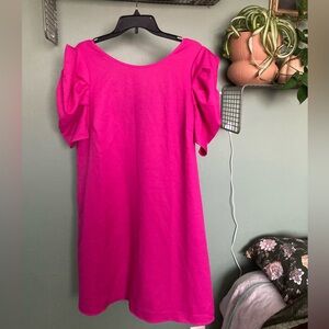 Bold Pink Dress with Statement Sleeves